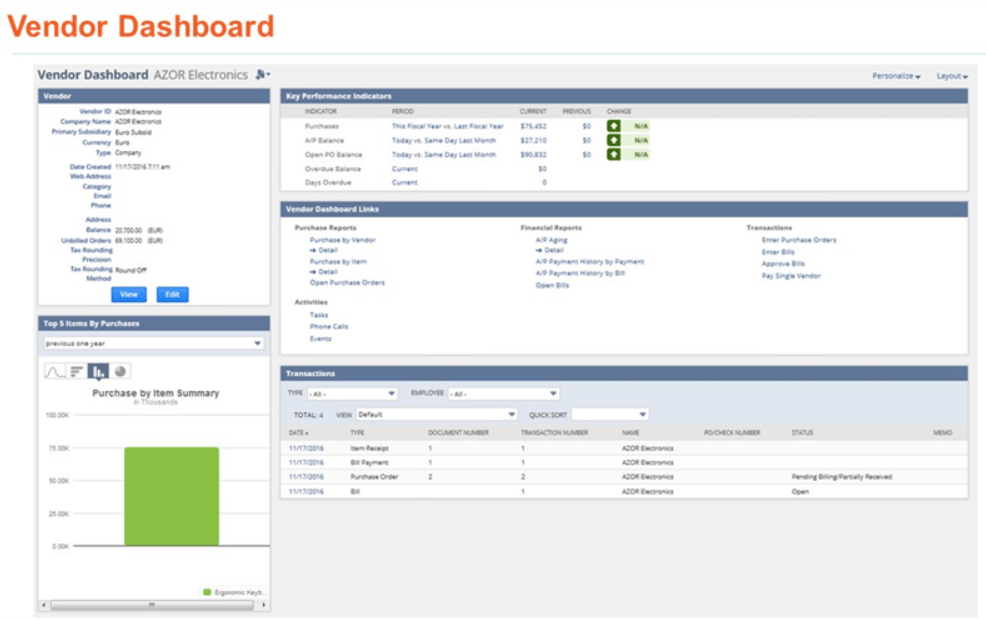 Vendor Dashboard
